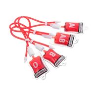 ZUNOXAZ 4 pièces Porte-clés Sang Original avec Affichage du Groupe Sanguin Pendentif Sac Humoristique Multifonction pour Femme Décoration DIY pour Clés et Téléphone