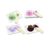 ZUNOXAZ 4 Pièces Quatuor de Mini Glaces Décoratives Résine pour Maison de Poupées Accessoire Adorable pour Décoration de Cuisine Kawaii et Photographie