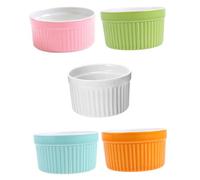 ZUNOXAZ 5 pièces Lot de Petits Ramequins Céramique Colorés pour Pâtisserie Bols à Dessert et Dérapants Adaptés Cuisson et Au Service