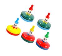 ZUNOXAZ 5 pièces Lot de Toupies Bois Cartoon Jouets Gyroscopiques Manuels Petits Jouets Bois pour Garçon Fille Développement Motricité et Coordination Œil Main