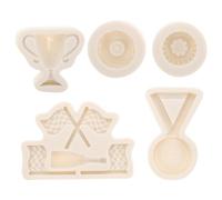 ZUNOXAZ 5 pièces Moules Silicone Forme Pneu Drapeau Médaille et Trophée Moules Gâteau Bonbons et Fondant Décoration Pâtisserie DIY