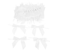 ZUNOXAZ 50 Pièces Nœuds Ruban Satin Blanc avec Fil Torsadé pour DIY Kit Décoration Noeud Sécurisé pour Anniversaires Mariages