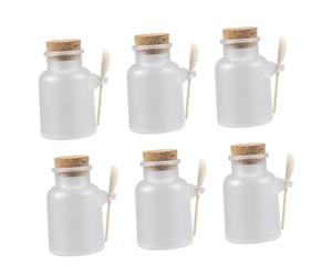 ZUNOXAZ 6 ensembles Lot de Bocaux Cosmétiques Transparents avec Couvercles Liège et Cuillères Flacons Portables pour Sels de Bain Poudre Visage et Soins Personnels