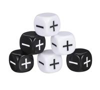 ZUNOXAZ 6 pièces Dés à Signes Plus Moins Grandes Dimensions pour Garçon Fille Lot de Dés Plastique et Résistant Accessoires de Jeux de Société Fête et Apprentissage