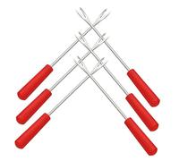 ZUNOXAZ 6 pièces Fourchettes Inox Multifonctions pour Barbecue Fondue Au Fromage et Fruits Piques à Résistantes et Portables Outils de Grillades Ergonomiques Rouge