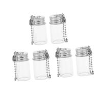 ZUNOXAZ 6 Pièces Lot de 6 Porte-Clés Bouteilles en Verre Vides 7 ML, Mini Flacons Cylindriques Transparents pour Loisirs Créatifs, Décorations Fête, Mariage et Présents DIY, Accessoires