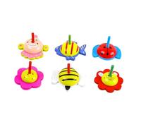 ZUNOXAZ 6 pièces Lot de Jouets Bois pour Garçon Fille Toupies Éducatives Colorées Jouets Manuels Solides Bois Naturel pour Apprentissage Maternelle Couleurs Aléatoires Couleur Aléatoire