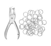 ZUNOXAZ Anneaux Métalliques de Reliure 15 Mm Argentés, Lot de 101 Pièces Poinçon, Anneaux à Feuilles Mobiles Multifonctions pour Classeurs, Fiches Bristol et Organisation de