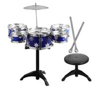 ZUNOXAZ Batterie Jazz pour Garçon et Filles 21 Pouces 5 Tambours Bleu Tabouret, Kit Instruments Musique Percussion Complet pour Tout-Petit 1 à 3 Ans, Éducatif Musical pour Éveil