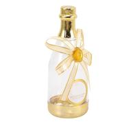 ZUNOXAZ Boîte à Bonbons Transparente de Bouteille, 12 Pièces, Plastique, Décorée de Rubans Dorés, pour Mariage, Fête et Présents Invités, Boîte à Dragées Créative et Festive