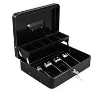 ZUNOXAZ Boîte à Clés Métal pour Caisse avec Serrure à Clé Organisateur Portable avec Plateau Boîte Forte Résistante pour Liquidités et Reçus Rangement Banque pour Petites Entreprises