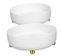 ZUNOXAZ Boîte De Rangement Cosmétique Rotative 360° Grand Et Petit Modèle en Polypropylène Blanc Perle, Organisateur pour Soins Peau Et Maquillage, Usage Bureau Et Salle De Bain, Lot De 2 Pièces