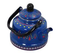 ZUNOXAZ Bouilloire Émaillée Rétro pour Cuisinière Feux Chauffage Rapide Théière Vintage Décorative Émail Bleu Rouge pour Thé et Café