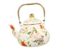 ZUNOXAZ Bouilloire Rétro en Émail 1,5 L avec Motif Floral, Compatible Cuisinière Gaz, Électrique et Induction, Poignée Résistante la Chaleur, Théière Décorative pour Maison Cuisine