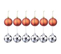 ZUNOXAZ Boules de Noël Suspendues Décoratives 12 Pcs 6 CM Thème Sport Plastique Robuste Décorations Festives pour Sapin et Fêtes de Noël