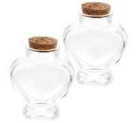 ZUNOXAZ Bouteille à Souhaits en Verre Transparent Petite Taille Bouchon en Liège, Récipient Artisanal Multifonction pour Messages Et Décorations, Lot De 2, pour DIY Et Présents
