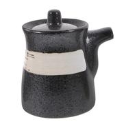 ZUNOXAZ Bouteille Distributeur Céramique Noire pour Sauce Soja Vinaigre Huile Condiments avec Bec Verseur Pot Assaisonnement Cuisine Design Élégant et Étanche