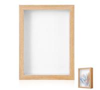 ZUNOXAZ Cadre Photo 3D en Bois Naturel 7 Pouces Vitrine D’ombrage 3 Cm pour Fleurs Séchées, Boîte de Présentation Décorative pour Souvenirs et Objets Symboliques