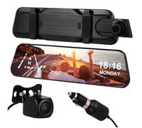 ZUNOXAZ Caméra Rétroviseur Full Screen Dashcam Streaming et Arrière Écran Tactile avec Vision Nocturne et Enregistrement Boucle Support Caméra Recul Sécurité et Surveillance Parking