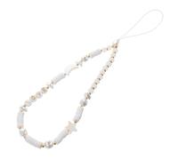 ZUNOXAZ Chaîne Téléphonique en Perles Blanches Lune Étoile, Bracelet Téléphone Portable Décoratif, Dragonne Légère Artisanale, Accessoire Chic pour Femmes, Lanière Anti-perte Taille Standard