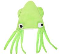 ZUNOXAZ Chapeau de Calamar en Velours pour Fête et Performance, Accessoire Costume Léger et Confortable, Taille Unique, Chapeau Pieuvre Vert pour Adultes et Garçon et Filles, Décoration