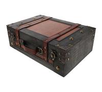 ZUNOXAZ Coffre de Rangement Décoratif en Bois Vintage Petit Format avec Poignée Malle Rétro Grise Compacte pour Valise Rangement Multifonction pour Souvenirs et Accessoires