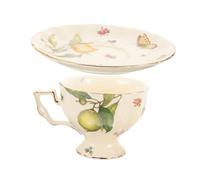 ZUNOXAZ Coffret Tasse Latte Vintage Céramique avec Motif Citron Mug Café Format Solide et pour Maison Ouverture Large pour Boisson Chaude