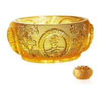 ZUNOXAZ Corne D'abondance en Cristal De 10 Cm Jaune, Bol De Richesse en Verre, Décoration D’intérieur Et Bureau pour Feng Shui Et Présents, Ornement De Bassin Aux Trésors Feng Shui
