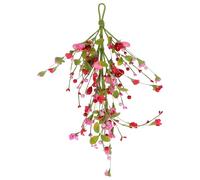 ZUNOXAZ Couronne Cœur Forme de Larme Décoration Murale Suspendue avec Fleurs Artificielles et Baies Ornement Valentin Polyvalent pour Mariage Porte et Intérieur Style Ferme