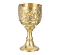 ZUNOXAZ Cuivre Antique Gravé à Fleurs Gobelet Européen Métal avec Tige Haute Ergonomique pour Whisky Vin et Liqueur Décoration Vintage pour Mariage et Cérémonie