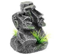 ZUNOXAZ Décor Moaï pour Aquarium Poisson Betta en Résine, Ornement Faux Moaï Miniature, Accessoire Paysager pour Aquarium Tortue, Décoration Aquatique Sécurisée