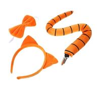 ZUNOXAZ Déguisement Garçon Fille Cosplay Animal Chat Orange Serre-tête Oreilles Ajustable et Queue Accessoires pour Fêtes Halloween et Spectacles