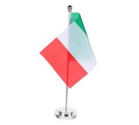 ZUNOXAZ Drapeau Italien de Table Polyester avec Support Argenté Mini Drapeau Bureau Facile à Installer Décoration pour Fête Nationale et Bureau