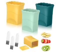 ZUNOXAZ Ensemble de 3 Trancheurs de Fruits Multifonctions avec Brosse de Nettoyage Coupe-fraises et Bananes Acier Inoxydable Outil Portable pour Légumes et Pommes de Terre Ustensile de