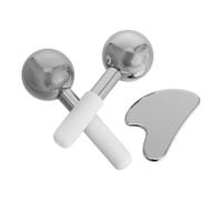 ZUNOXAZ Ensemble de Gua Sha pour Visage et Corps 3 Pièces - Planche de Gua Sha en Métal, Globes de Glace Rafraîchissants et Rouleau de Massage Facial - Outils de Soin du Visage Adaptés