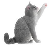 ZUNOXAZ Figurine Chat British Shorthair Grise Décorative Bureau Artisanale Réaliste Ornement pour Maison Jardin