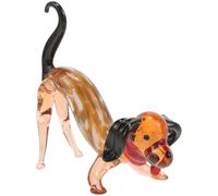 ZUNOXAZ Figurine de Chien Réaliste en Verre Soufflé Modèle de Chien Décoratif en Verre Ambré Petite Figurine D’Animal pour Décoration Intérieure et Présent D’Anniversaire Garçon et