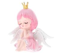 ZUNOXAZ Figurine Gâteau Ange Fille Résine Rose Décoration Mignonne pour Anniversaire Topper Mini Statue pour Bureau Accessoire Gâteau Fée Délicat Ornement Rose