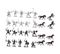 ZUNOXAZ Figurines Soldats Médiévaux Jouet, Mini Modèle Plastique, Garçon Et Filles Collection, 56 Pièces, Guerriers à Cheval Et Chevaux, Décorations Historique Jeu Et Apprentissage