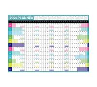 ZUNOXAZ Grand Calendrier Mural 2026 Vert Format A3 Calendrier Annuel Papier Résistant Inscriptible Organiseur Mensuel pour Maison Bureau et École Planning Familial Simplifié