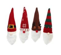 ZUNOXAZ Housses De Bouteille De Vin GNOME Décoratives en Tricot Multicolores, Lot De 4 Pièces, Accessoires Festifs pour Bouteilles D’Alcool, Décorations De Noël pour Fêtes Et Présents