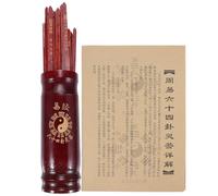 ZUNOXAZ Jeu de Divination Chinois en Bois avec 64 Bâtons de Fortune et Livre Explicatif, Coffret Compact en Bois Naturel pour Rituels Taoïstes et Pratiques Divinatoires Traditionnelles