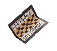 ZUNOXAZ Jeu D'échecs et Dames International Pliable en Cuir Fin Noir, Pièces Magnétiques Faciles à Ranger, Portable et Léger, pour Voyage et Jeu Éducatif Adultes