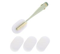 ZUNOXAZ Lot de 1 set de Brosse à Long Manche pour Nettoyage Bouteilles et Tasses, Éponge Flexible, Couleur Vert Foncé, 3 Recharges, Goupillon Multifonction pour Gourde, Biberon et