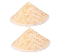 ZUNOXAZ Lot de 2 Chapeaux Coniques en Bambou pour Garçon et Filles, Grand Format 30x20 Cm, Chapeau Chinois Traditionnel Fendu, Protection Solaire Légère pour Fêtes et Jeux en Extérieur