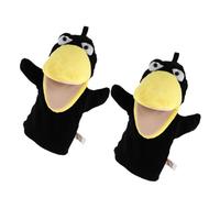 ZUNOXAZ Lot de 2 Marionnettes à Main Corbeau en Peluche Noire, Jouets Interactifs pour Garçon et Filles, Marionnettes Animales pour Raconter des Histoires, Adaptées aux Tout-Petits et