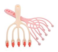 ZUNOXAZ Lot de 2 Masseurs de Cuir Chevelu en Plastique à Griffes, 5 et 9 Griffes, Couleur Orange et Rose, Outil Manuel de Massage Capillaire Portable pour Relaxation, Apaisement