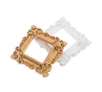 ZUNOXAZ Lot de 2 Mini Cadres Photo Vintage en Résine Résistante, Style Baroque Floral, Petits Cadres Carrés Blancs et Dorés pour Loisirs Créatifs, Décoration Intérieure et Maison