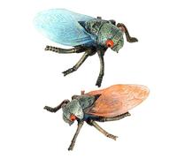 ZUNOXAZ Lot de 2 Modèles Réalistes de Cigales en Plastique Bleu et Orange Figurines d'Insectes Simulés Éducatives pour Décoration et Jeu Garçon et Filles Légères et Solide 2 Pièces