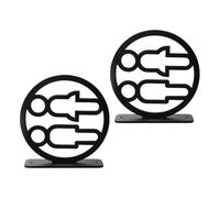 ZUNOXAZ Lot de 2 Panneaux de Toilettes Hommes Femmes en Acrylique Noir Double Face, Plaque Murale Verticale pour Porte de Salle de Bain, Signalisation Visible pour Bureaux, Restaurants